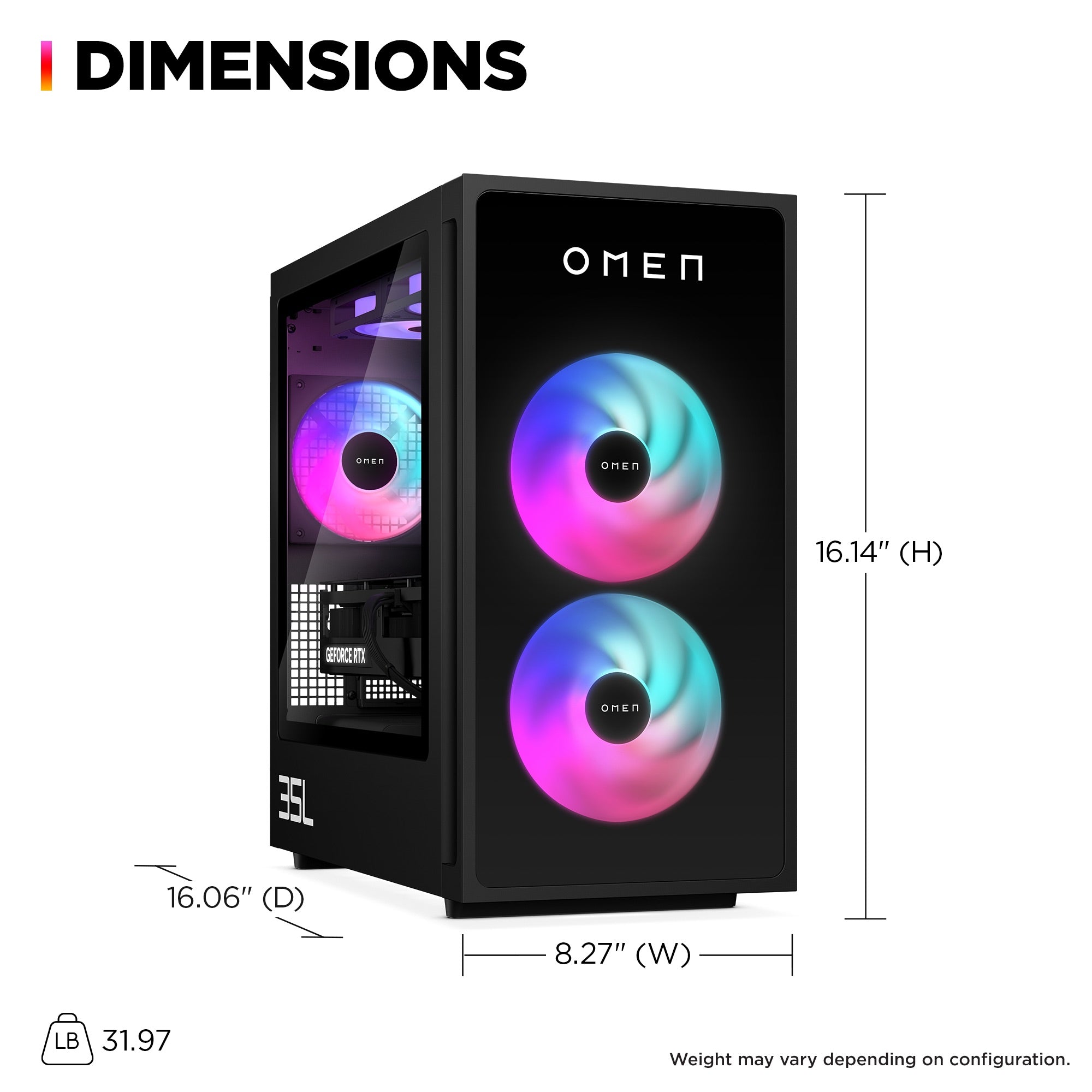 OMEN 35L Gaming Desktop GT16-0107t PC. Windows 11 Home. Intel® Core™ Ultra 7. 32GB RAM. 1TB SSD. NVIDIA® GeForce RTX™ 5070. Black - Image 9